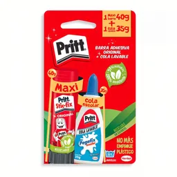 Barra Adhesiva Stic Fix Y Cola Fria Escolar Lavable 40grs + 35grs