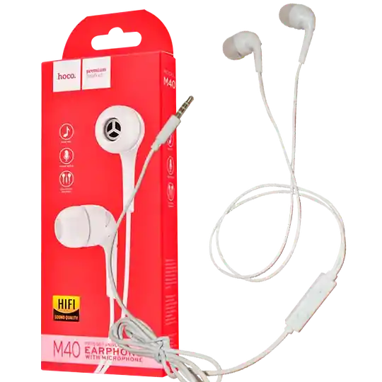 Audifonos Auxiliar 3.5mm Manos Libres Hoco M40 Blanco