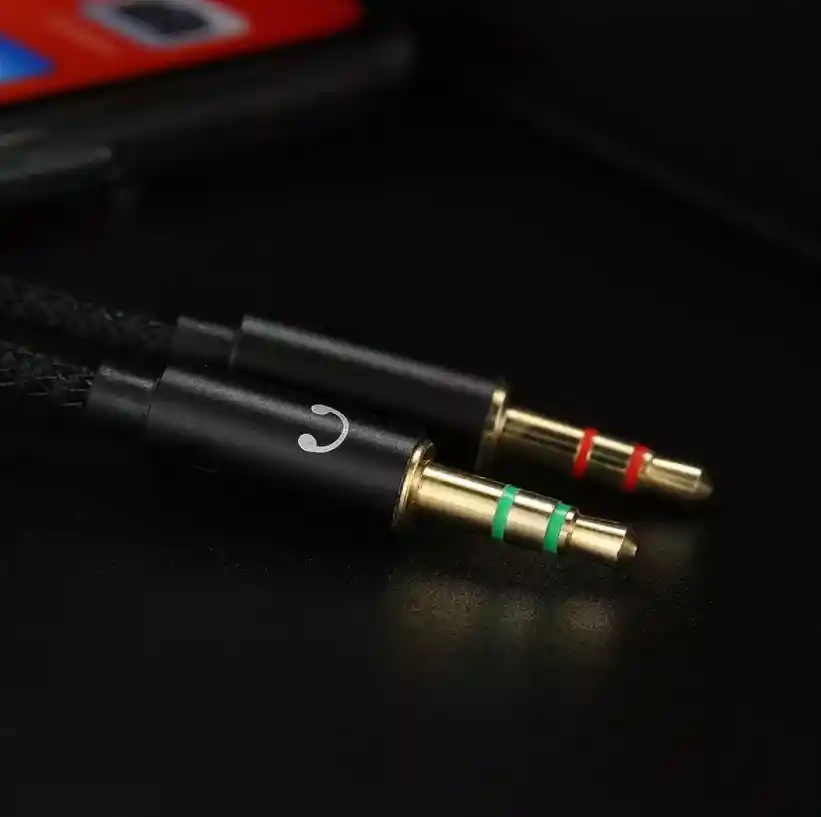 Adaptador Audio Micrófono 2 Aux Macho A 1 Aux Hembra 3.5mm