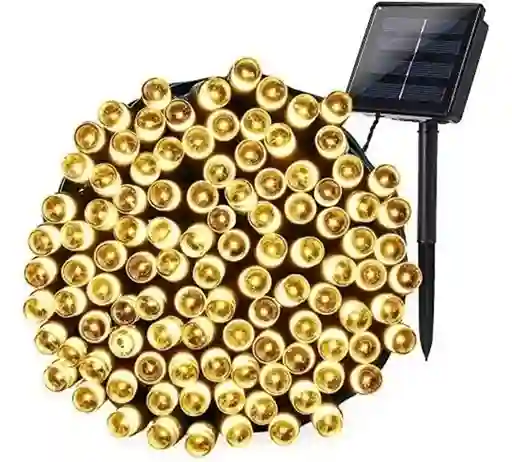 Luces 100 Led Guirnalda Solar Cálida 20 Metros Decoración