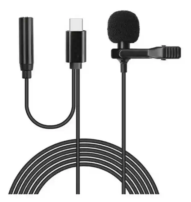 Micrófono Lavalier Solapa Telefono Tipo C Con Entrada Fonos