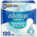 Protectores Diarios Respirable Sin Perfume 120un