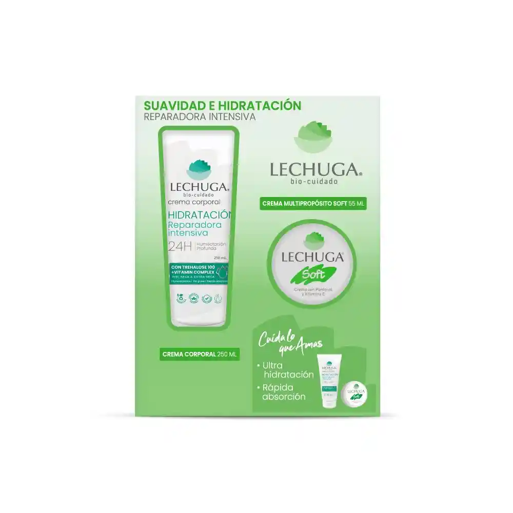 Lechuga Estuche Suavidad Hidratación, Crema Multipropósito Clasica 55ml + Crema De Cuerpo Intensiva 250ml