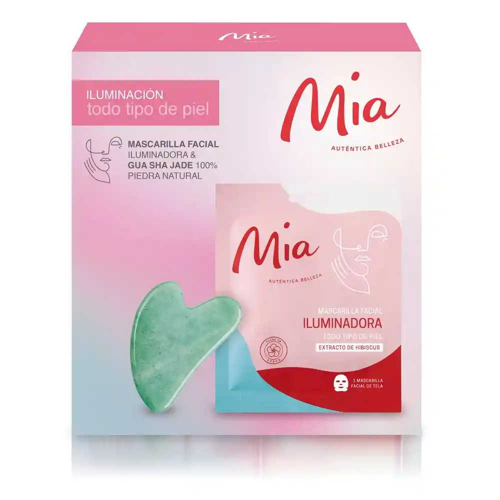 Iluminacion Mascarilla Facial Iluminadora Todo Tipo De Piel + Gua Sha Jade Piedra Natural