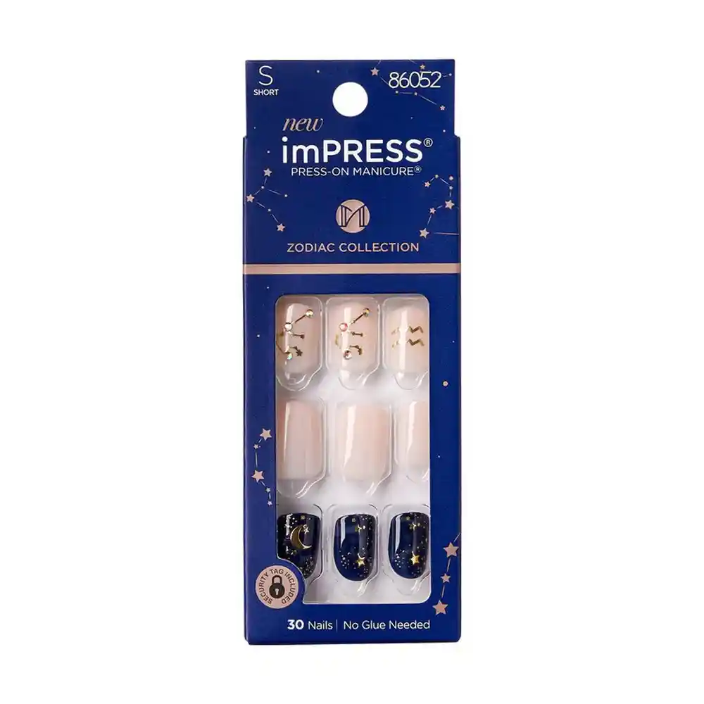 New Impress Colección Zodiaco Acuario Press-on Manicure 30 Unidades