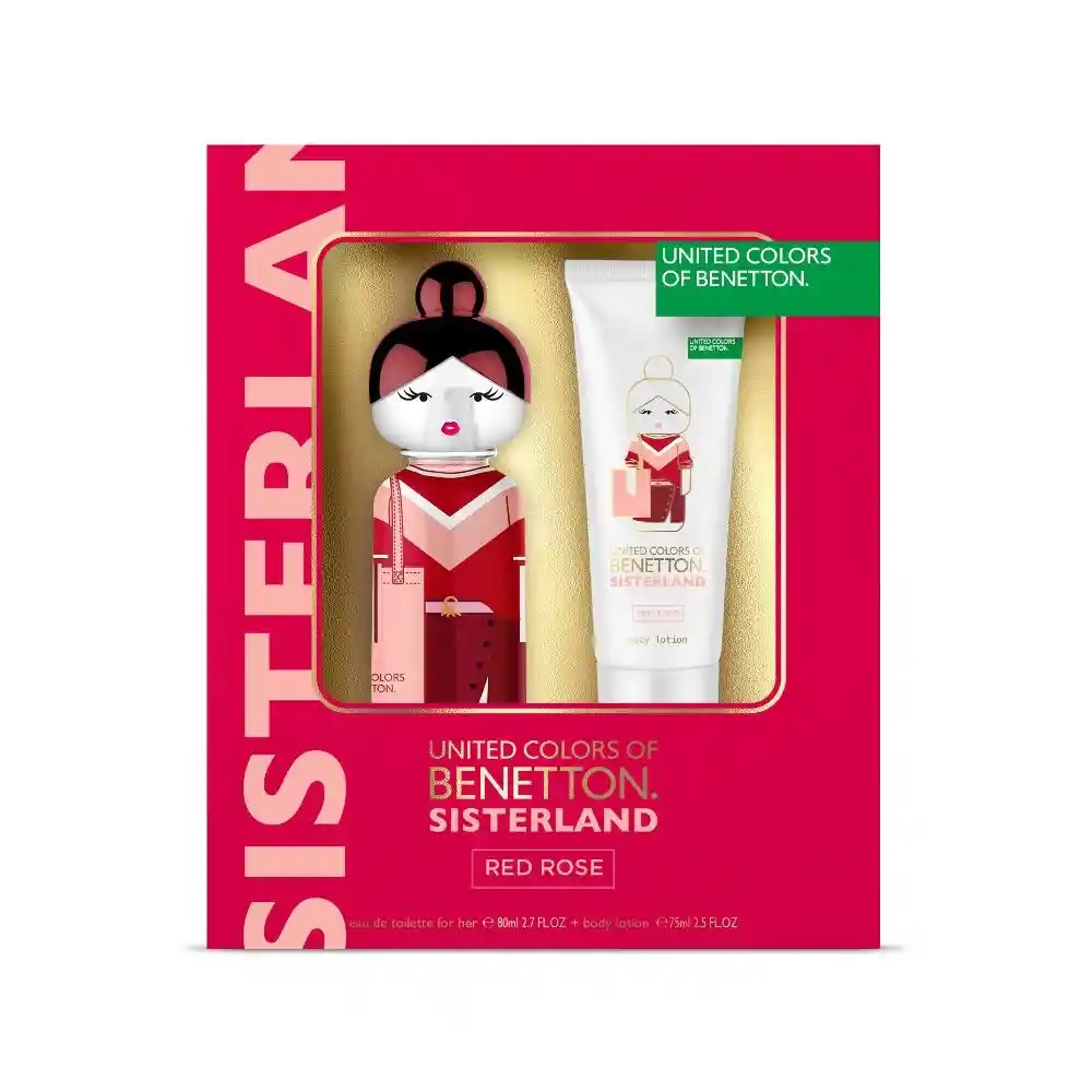 United Colors Of Sisterland Red Rose Eau De Toilette 80 Ml + Body Lotion 75 Ml