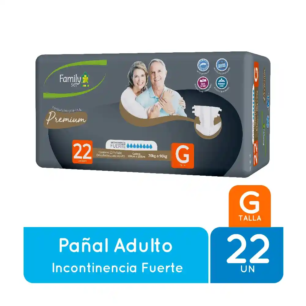 Family Set Premium Panal Para Adultos Unisex Grande 22 Unidades
