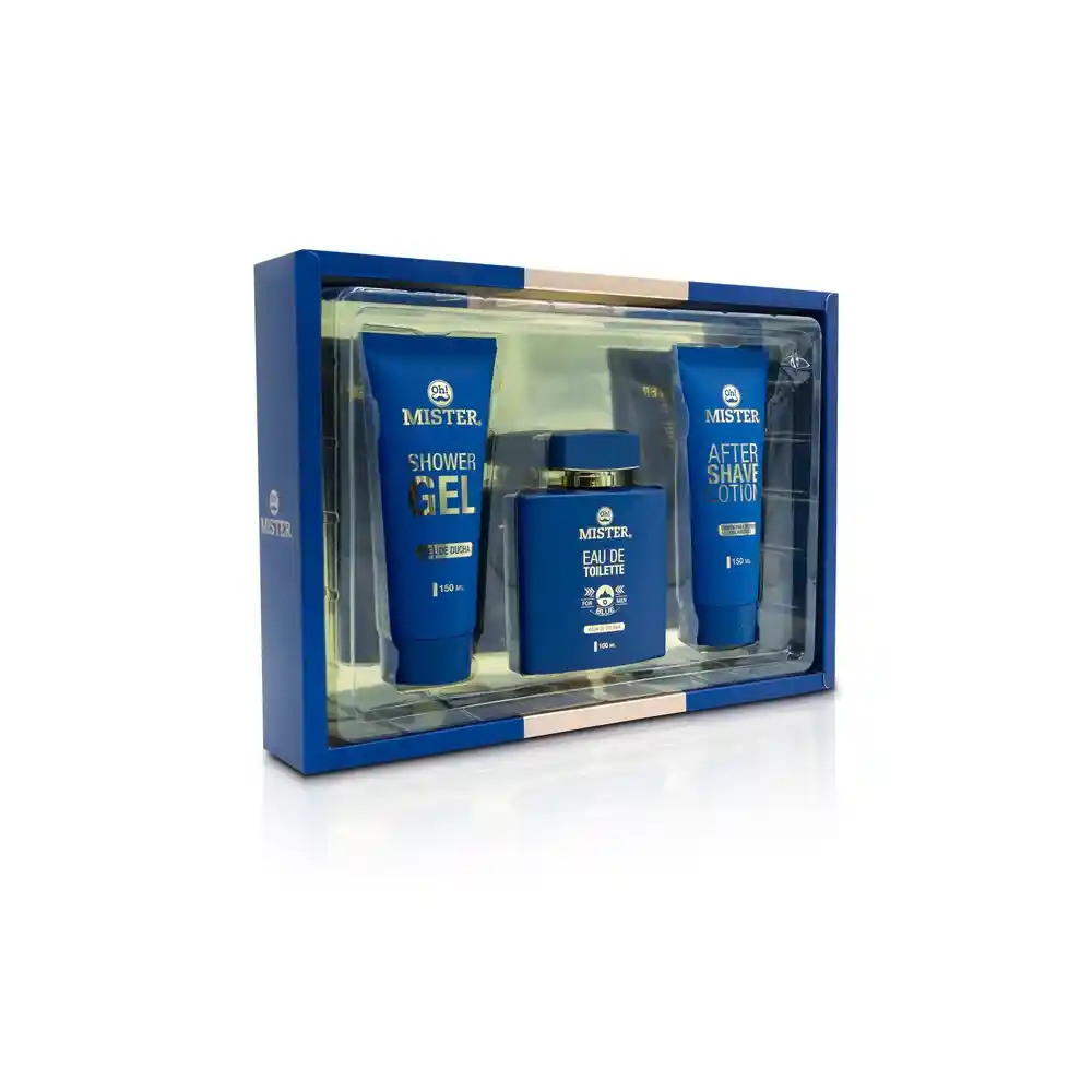 Oh Mister Blue Eau De Toilette 100ml + After Shave Lotion 150ml + Shower Gel 150ml