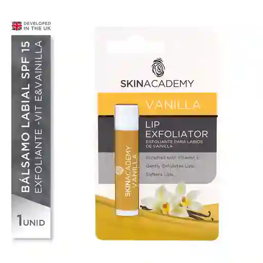 Skin Academy Bálsamo Y Protector Labial Vanilla Con Vitamina E Spf 15 - Exfoliante Y Protector 4.25 Grs