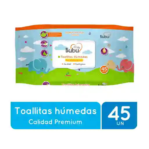 Toallitas Húmedas Premium Con Tapa 45 Unidades