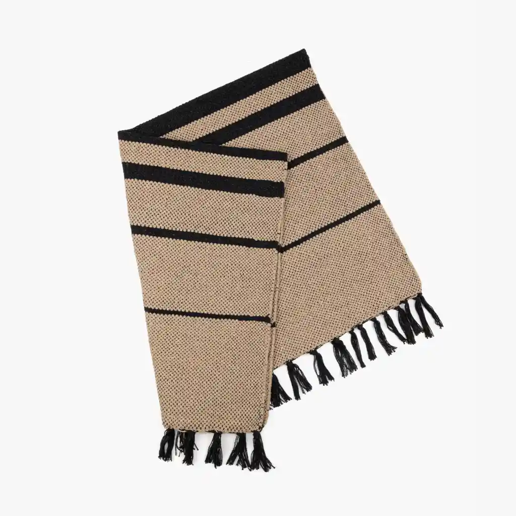 Bajada De Cama Mujer Algodón Líneas 60 X 90 Cm Café