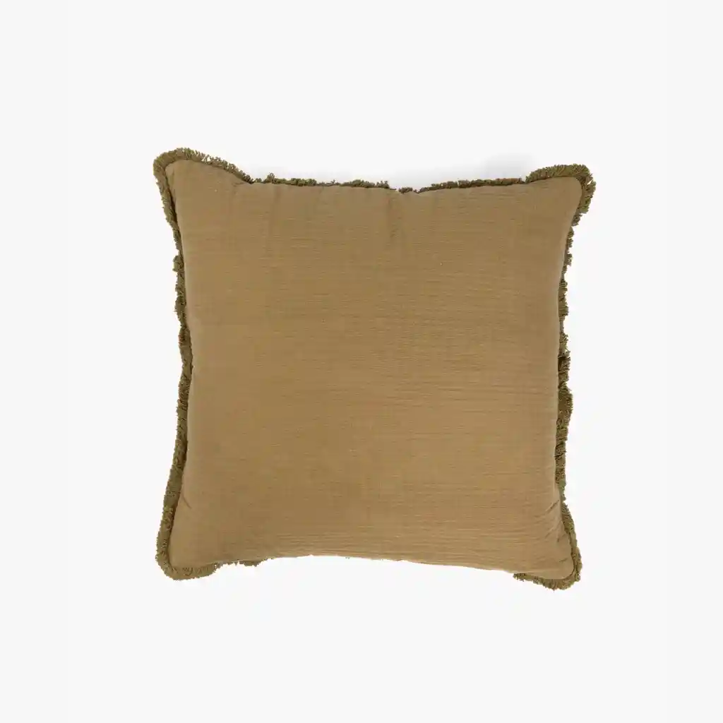 Cojín Mujer Algodón Gauze Flecos 45 X 45 Cm Verde