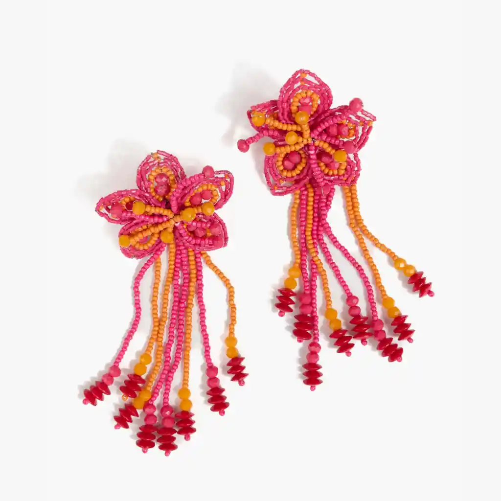 Aros Mujer Flor Fucsia