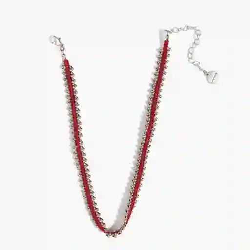 Collar Mujer Choker Tejido Plateado