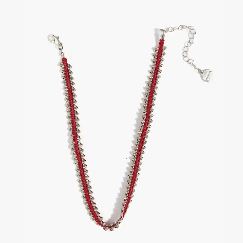 Collar Mujer Choker Tejido Plateado