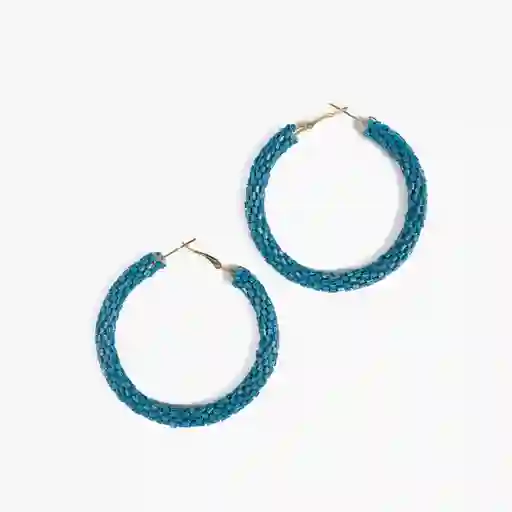 Aros Mujer Argollas Mostacillas Turquesa