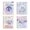 Cuaderno Universitario 100 Hojas 7mm Stitch Pastel Diseño Aleatorio.