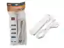 Extensor Zapatilla Alargador 4 Tomas 2 Puertos Usb 2500w Irm