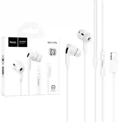 Audifonos Para Iphone Ligthning Con Cable Y Microfono Hoco M111 Pro Blanco