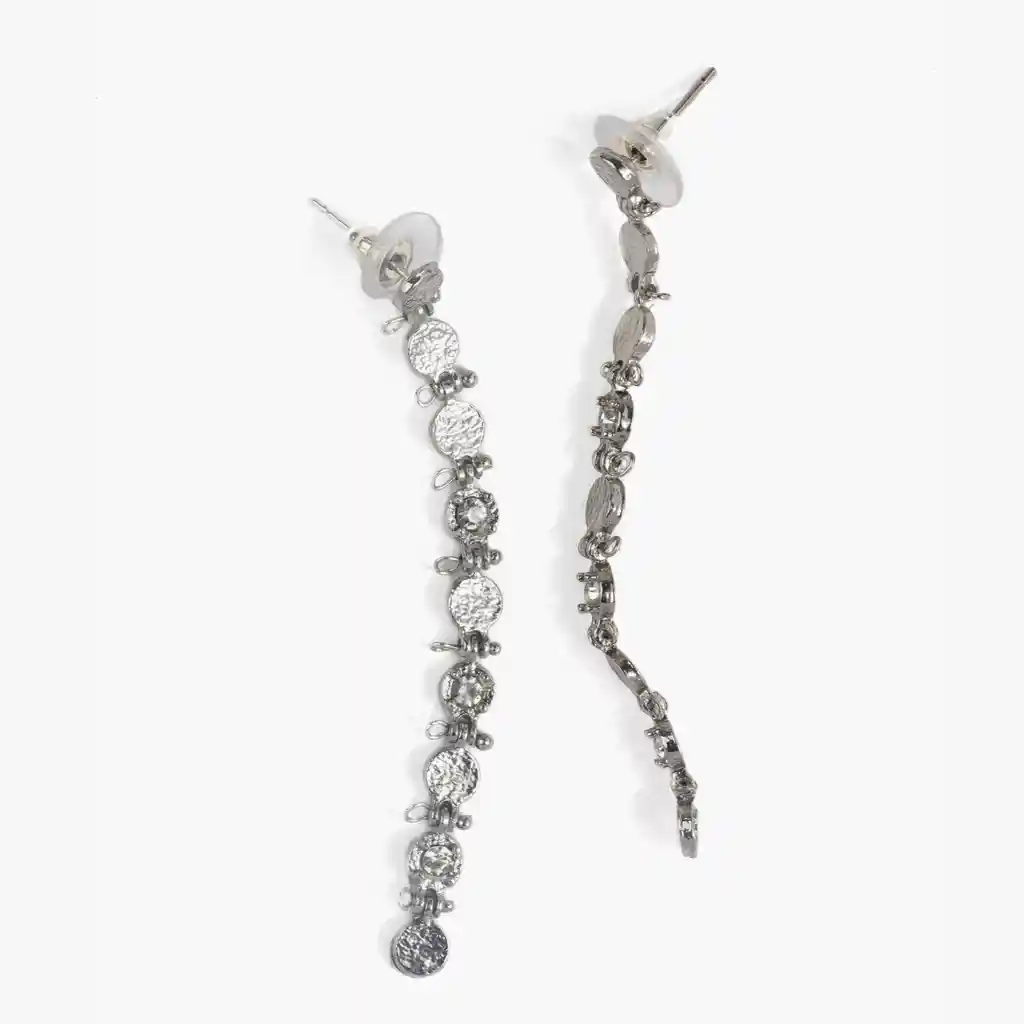 Aros Mujer Piedras Brillantes Plateado