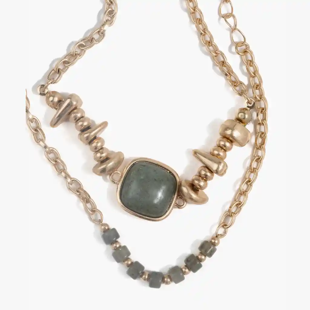 Set Pulseras Mujer Piedra Dorado