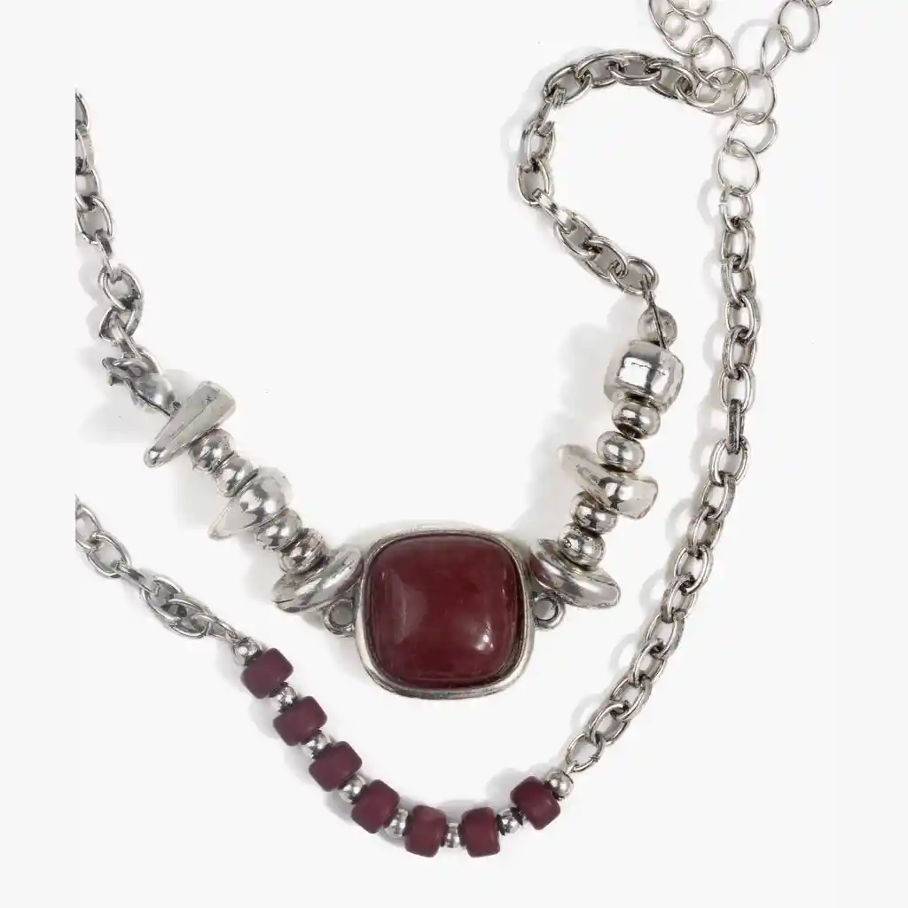 Set Pulseras Mujer Piedra Plateado