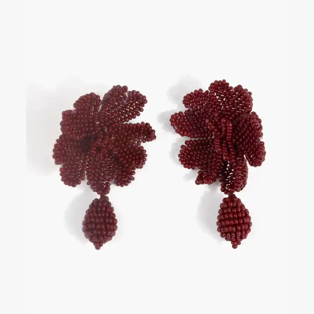 Aros Mujer Flor Burdeo