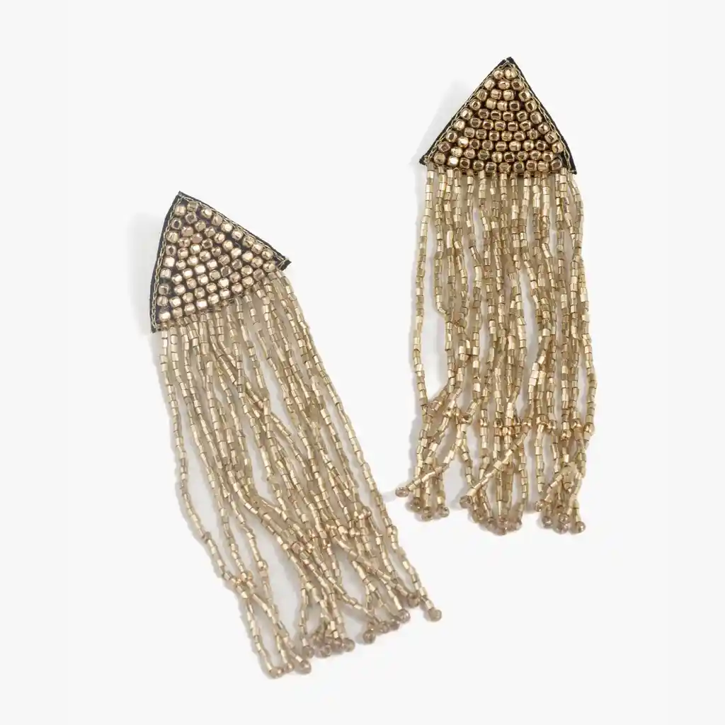 Aros Mujer Flecos Dorado