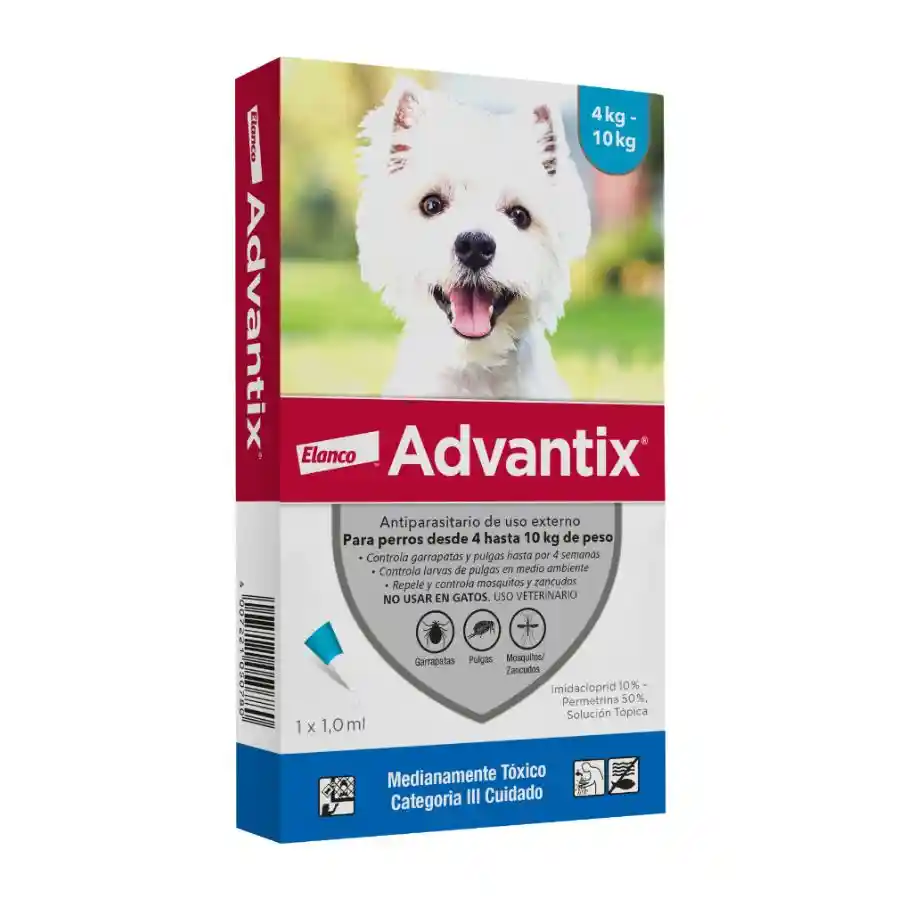 Desparasitante Advantix Antiparasitarios Para Perros Desde 4 A 10 Kg