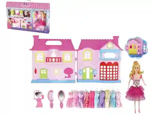 Muñeca 30 Cm Con Casa Y Accesorios