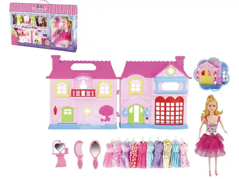 Muñeca 30 Cm Con Casa Y Accesorios
