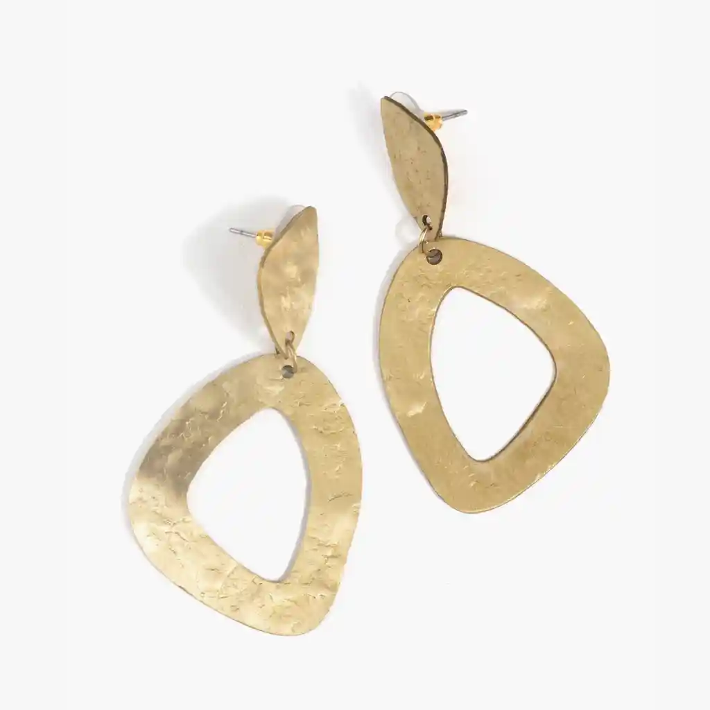 Aros Mujer Machacados Irregulares Dorado