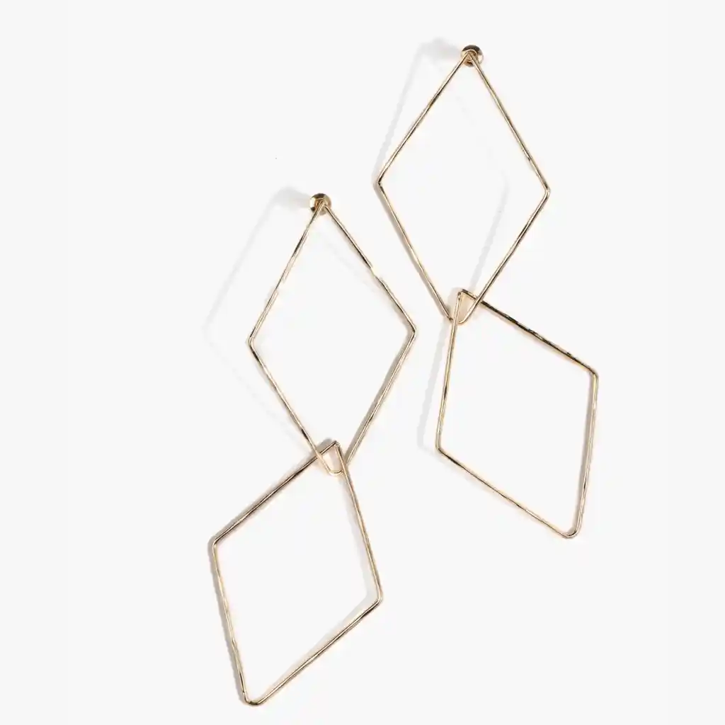Aros Mujer Rombo Dorado