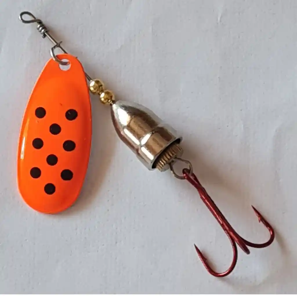 Spinner Silstar 3g 5,5cms #1 Bell Spring Naranja Con Puntos Negros Reverso Plateado