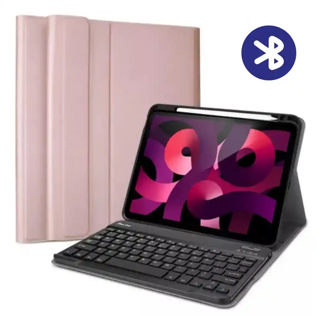 Funda Para Ipad Air 4 Y 5 Magnetica Mas Teclado Inalambrico Color Rosado