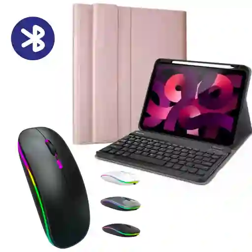 Funda Para Ipad 10a Generacion Magnetica Mas Teclado Y Mouse Bluetooth Color Rosado
