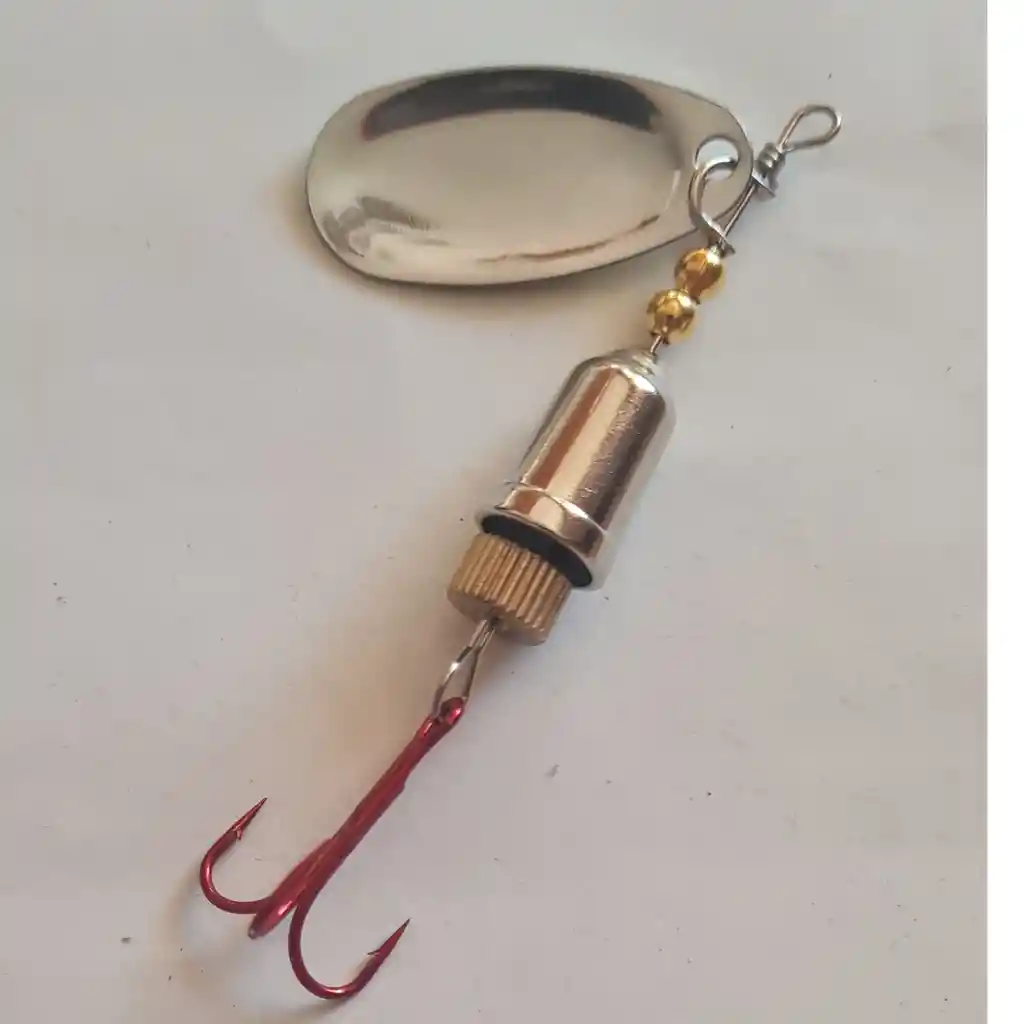 Spinner Silstar 7g 7cms #3 Bell Spring Azul, Dorado Y Rojo Sobre Escamado Plateado Reverso Plateado