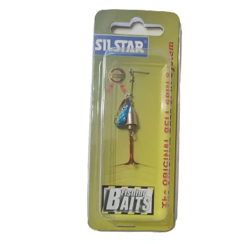 Spinner Silstar 3g 5cms #1 Bell Spring Azul, Dorado Y Rojo Sobre Escamado Plateado Reverso Plateado