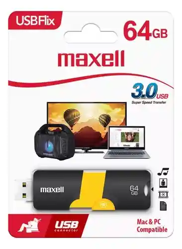 Pendrive Maxell Flix 64gb 3.0 Negro