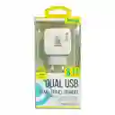 Cargador 2 Entradas 3.1a Tipo Usb Con 1 Cable