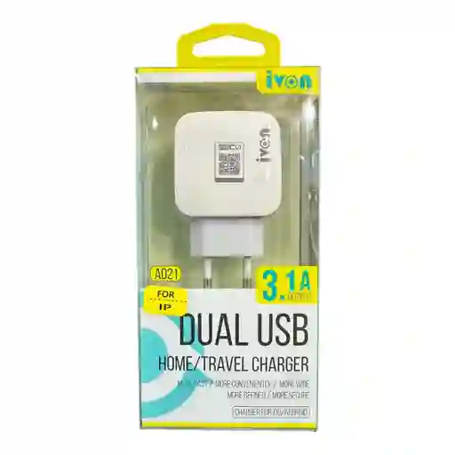Cargador 2 Entradas 3.1a Tipo Usb Con 1 Cable