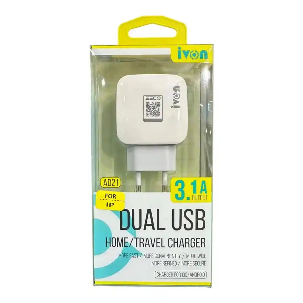 Cargador 2 Entradas 3.1a Tipo Usb Con 1 Cable