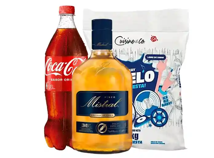 Promo Mistral 1lt, Coca Cola Normal 1.5lt Y Hielo