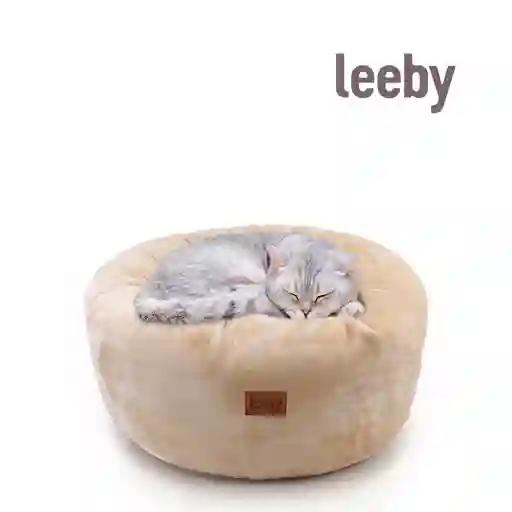 Leeby Cama Donut Premium Desfundable De Terciopelo Blanco Para Gatos