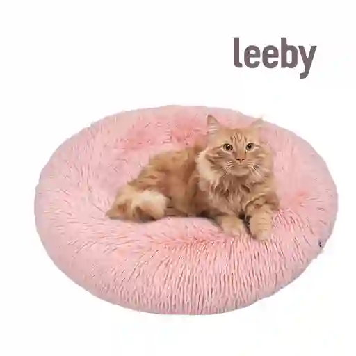 Leeby Cama Donut Antiestrés De Color Rosa Para Gatos