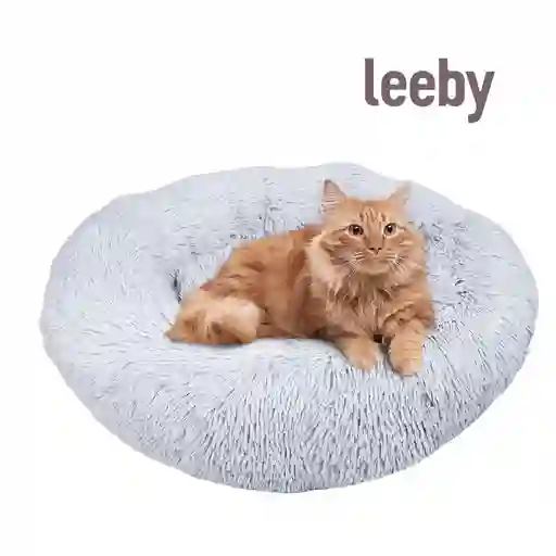 Leeby Cama Redonda Antiestrés De Color Gris Para Gatos