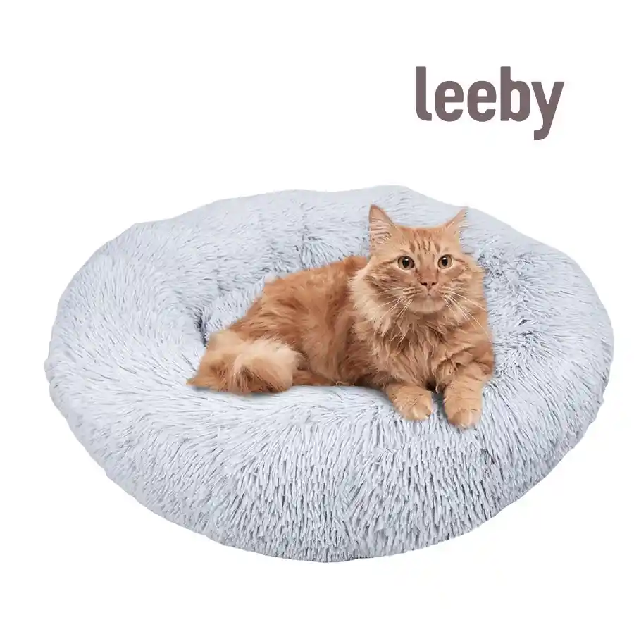 Leeby Cama Redonda Antiestrés De Color Gris Para Gatos