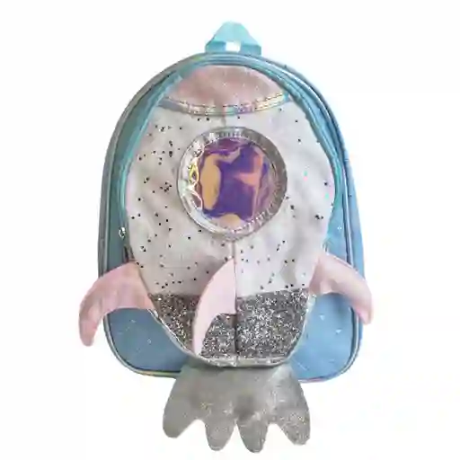 Mochila Escolar Para Niños Bolso Infantil Paseo Cohete Celeste
