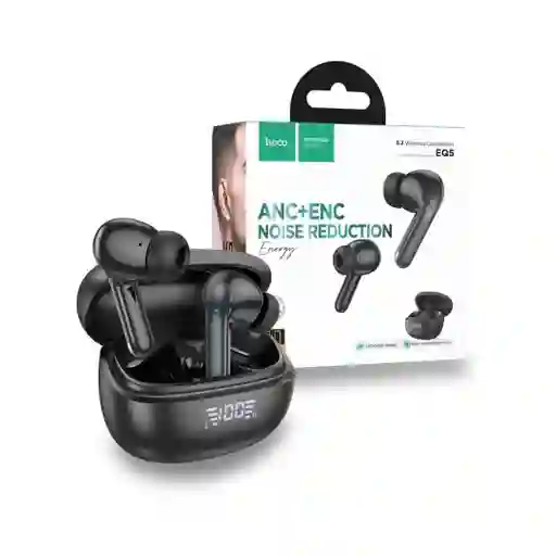 Audifonos Inalambricos Bt Hoco Eq5 Anc+enc Cancelación De Ruido Activa Negro