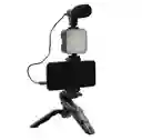 	 Kit De Grabacion Estabilizador Luz Led Y Micrófono Youtube